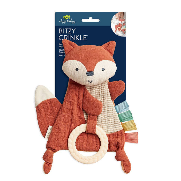 Crinkle Fox Sensory Toy with Teether - Wee Bee Baby Boutique