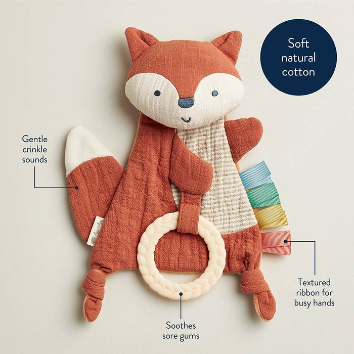 Crinkle Fox Sensory Toy with Teether - Wee Bee Baby Boutique