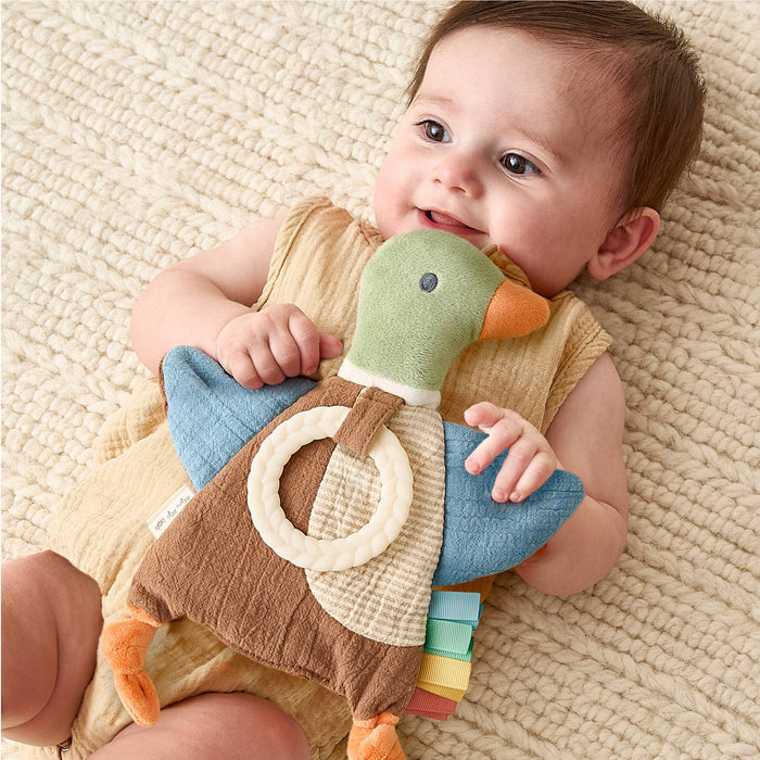 Bitzy Crinkle Sensory Toy with Teether - Mallard Duck - Wee Bee Baby Boutique