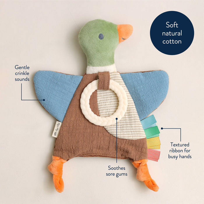 Bitzy Crinkle Sensory Toy with Teether - Mallard Duck - Wee Bee Baby Boutique