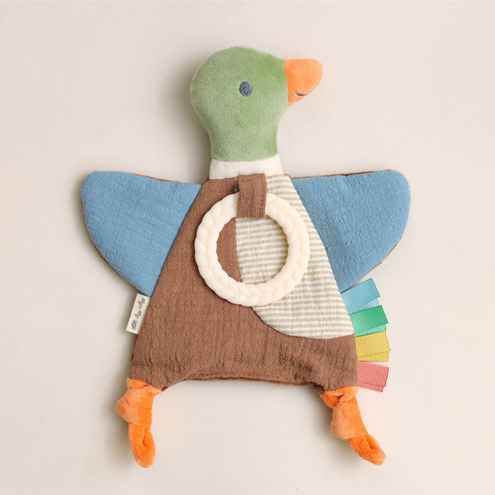 Bitzy Crinkle Sensory Toy with Teether - Mallard Duck - Wee Bee Baby Boutique