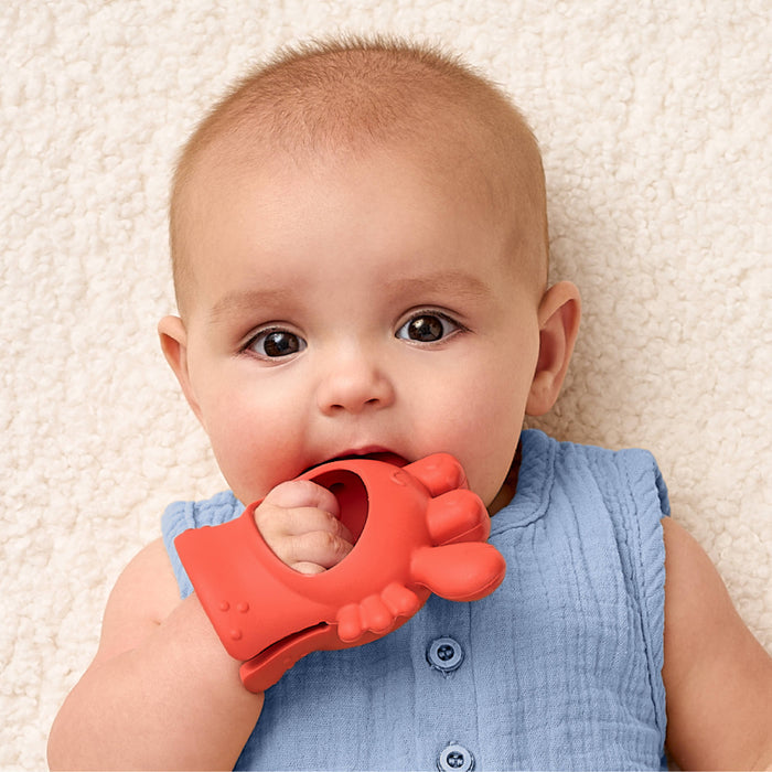 Bitzy Grip Teething Mitt - Crab - Wee Bee Baby Boutique