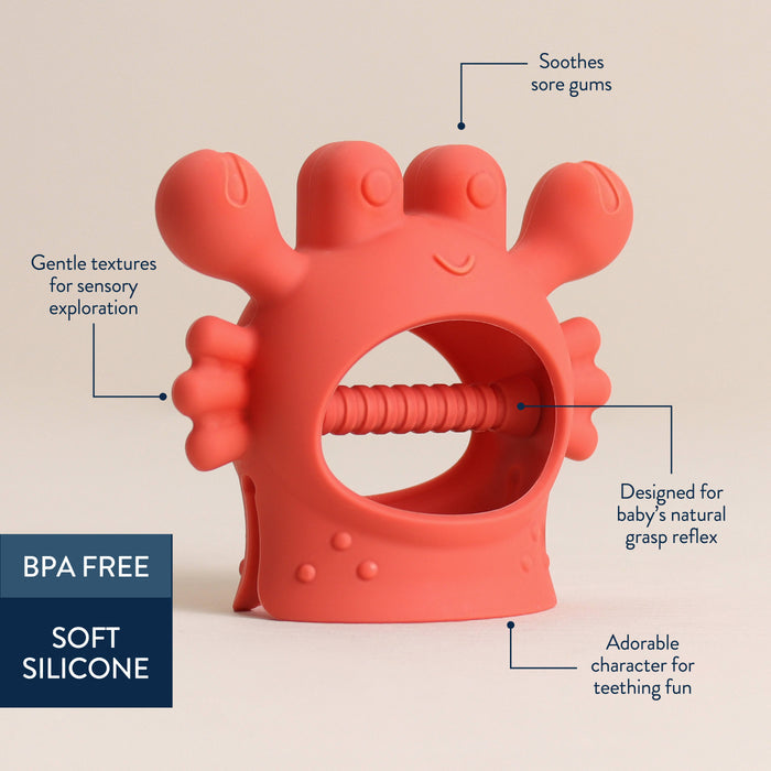 Bitzy Grip Teething Mitt - Crab - Wee Bee Baby Boutique