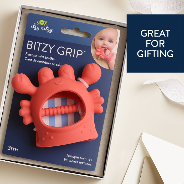 Bitzy Grip Teething Mitt - Crab - Wee Bee Baby Boutique