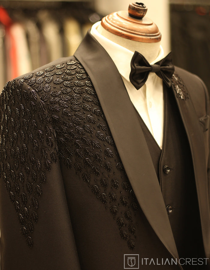 Black Embroidery Work 3pc Designer Suit