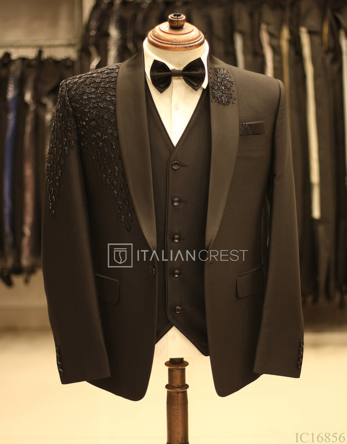 Black Embroidery Work 3pc Designer Suit