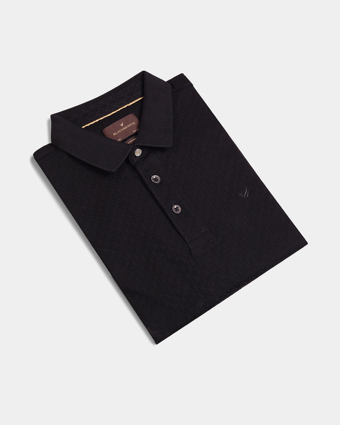 Black Luxe Textured Polo - Delta