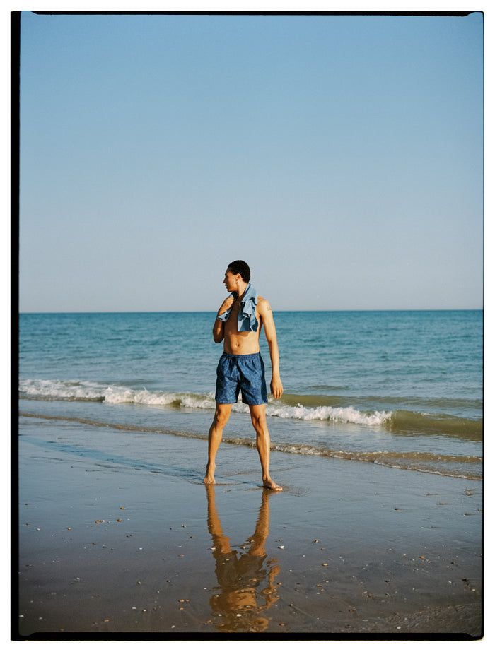 Blue Expressionist Print Seaqual® Swim Shorts, Swimshorts - SIRPLUS