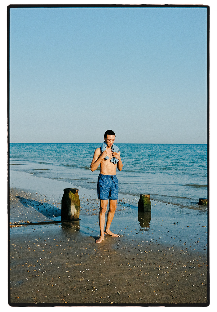 Blue Expressionist Print Seaqual® Swim Shorts, Swimshorts - SIRPLUS