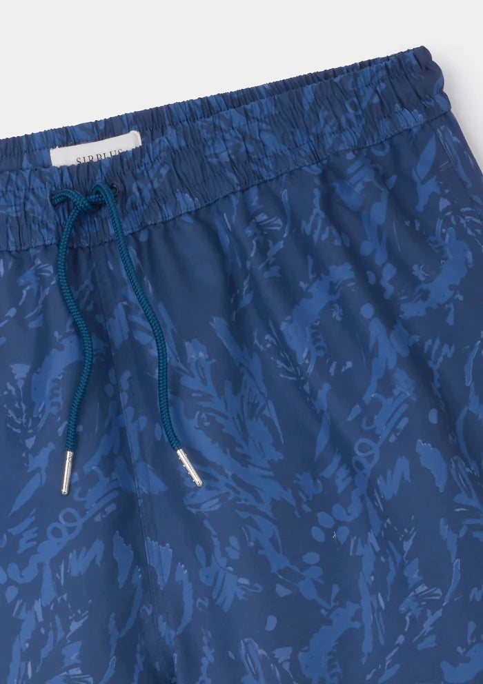 Blue Expressionist Print Seaqual® Swim Shorts, Swimshorts - SIRPLUS