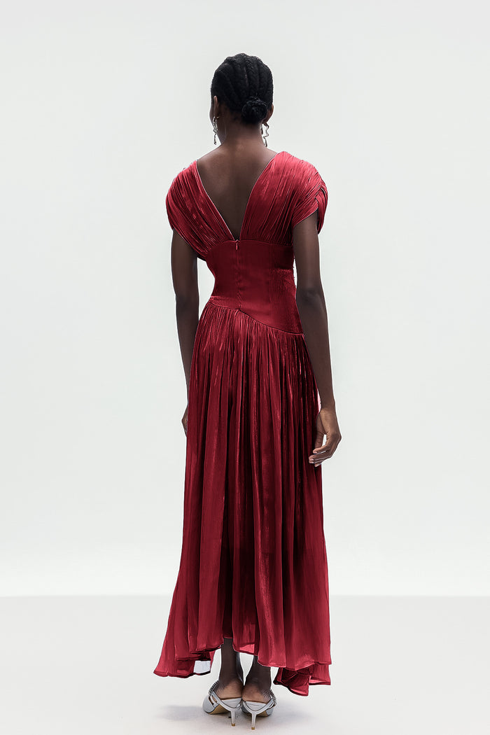 Bohumila Ruch Plunge Maxi Dress In Red