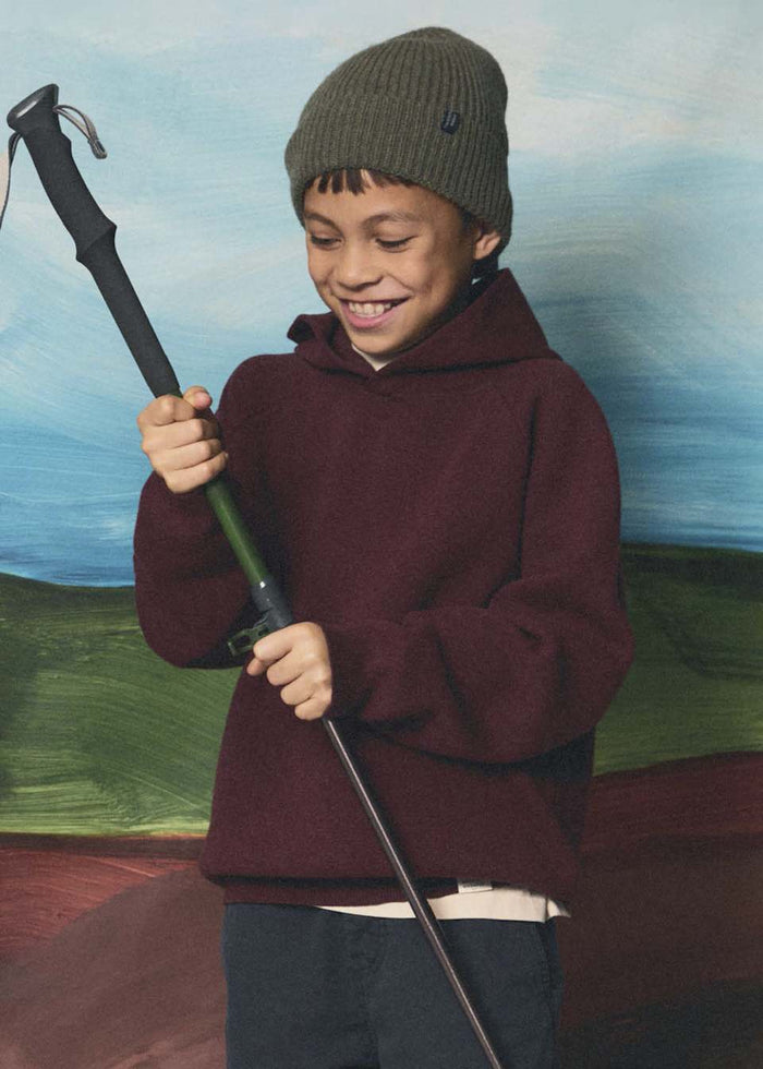 Boston Kids - Boys Knit Hooded Sweater - Maroon