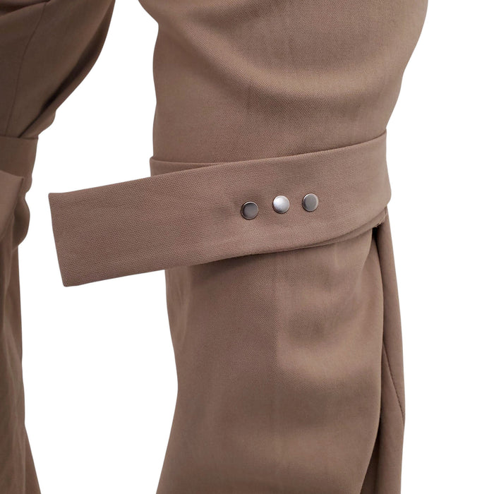 BOTTEGA VENETA TAUPE TROUSERS WITH WRAP BELT DETAILS - SIZE 40
