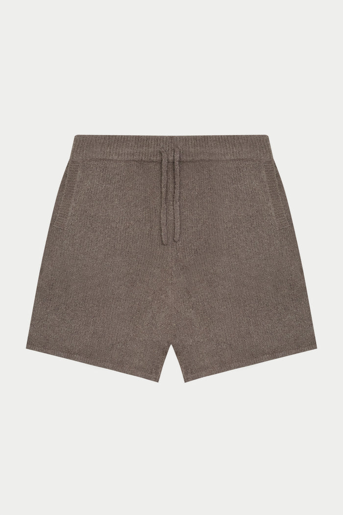 BOUCLE KNIT SHORTS - BROWN