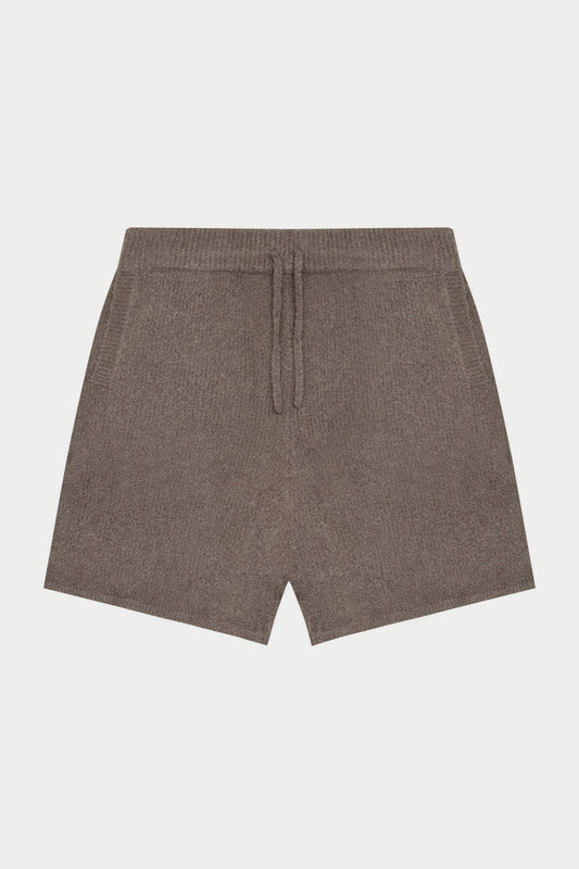 BOUCLE KNIT SHORTS - BROWN