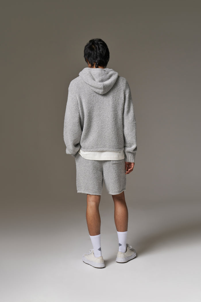 BOUCLE KNIT SHORTS - GREY MARL