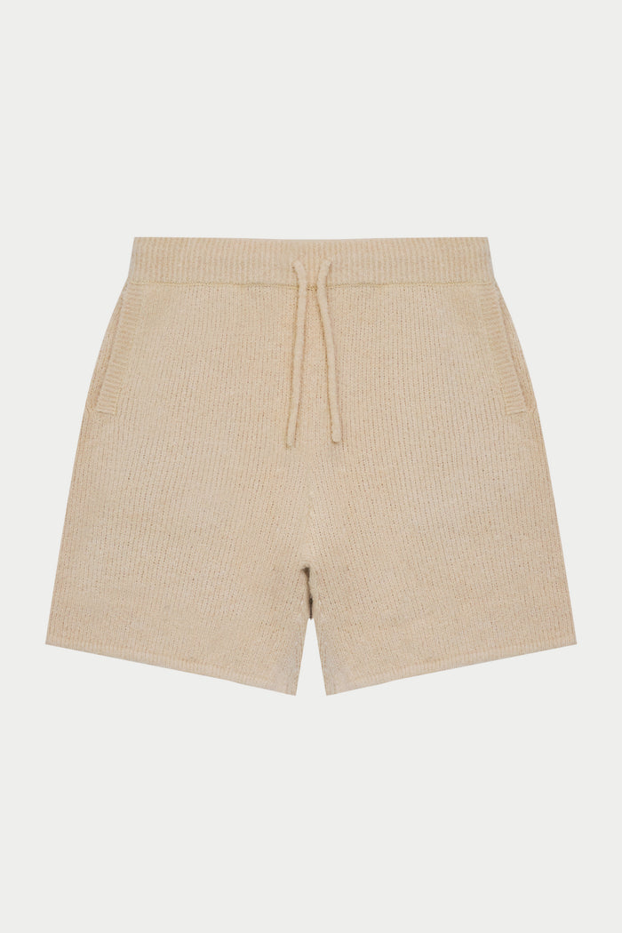 BOUCLE KNIT SHORTS - STONE