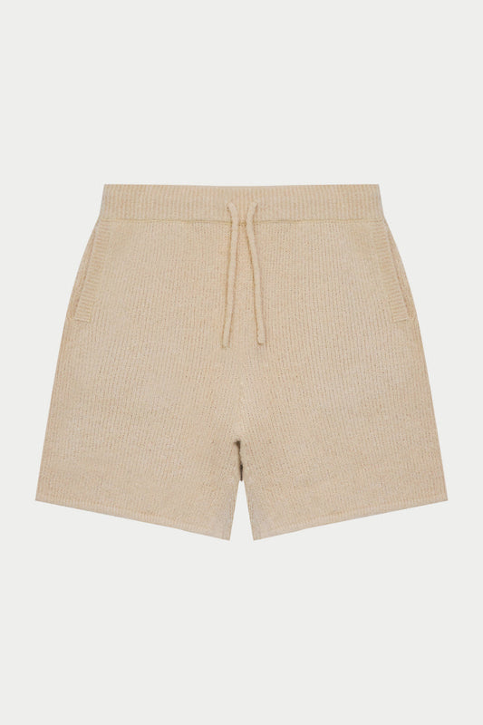 BOUCLE KNIT SHORTS - STONE