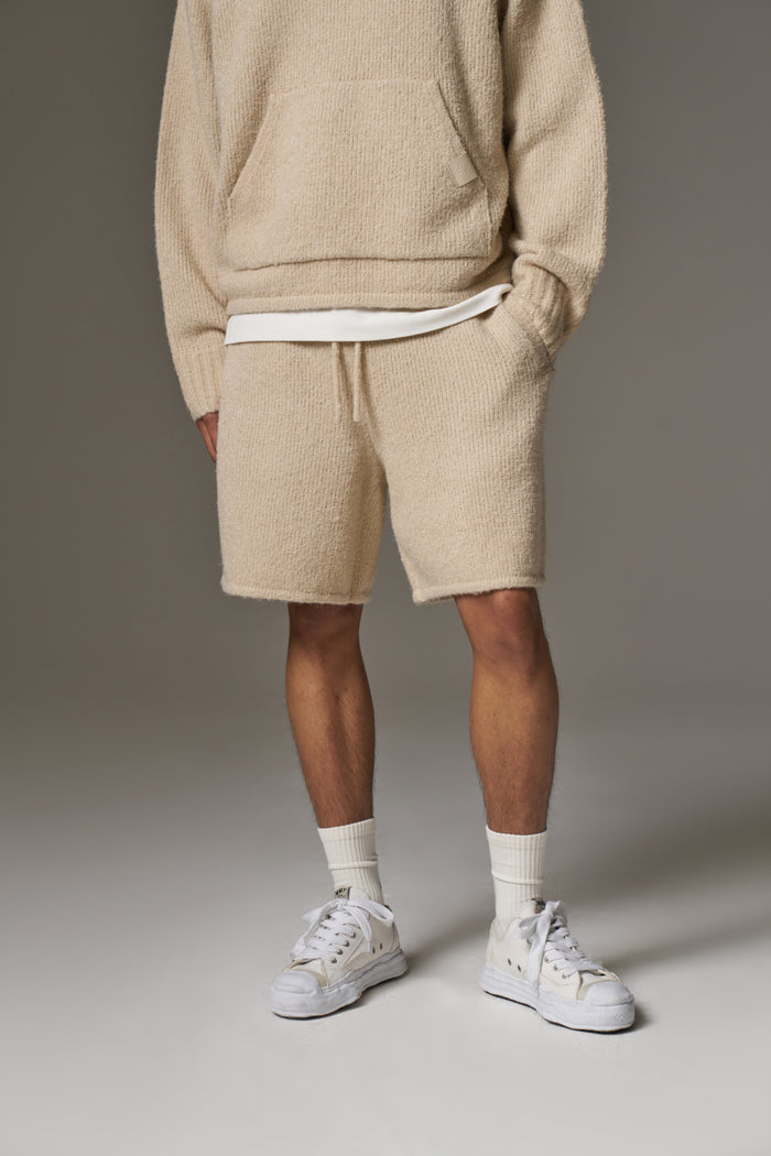 BOUCLE KNIT SHORTS - STONE