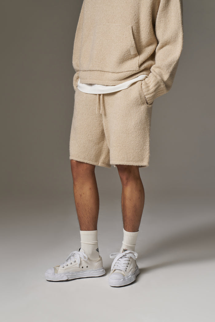 BOUCLE KNIT SHORTS - STONE