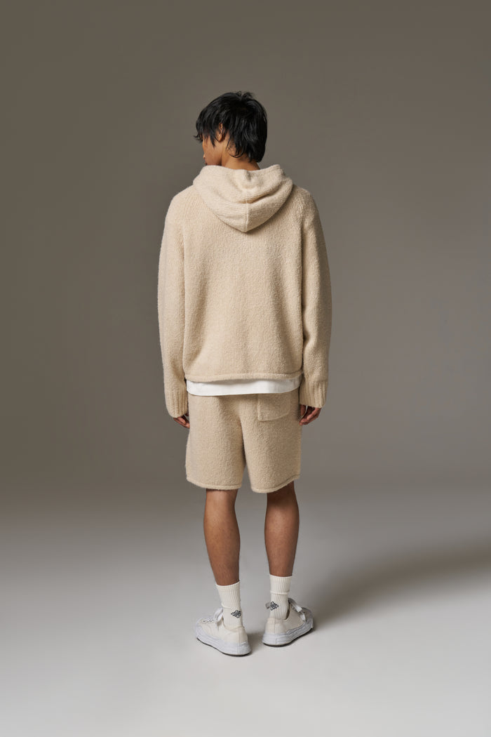 BOUCLE KNIT SHORTS - STONE