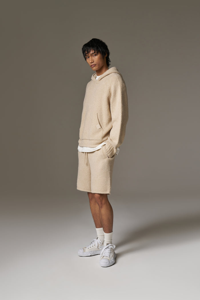 BOUCLE KNIT SHORTS - STONE
