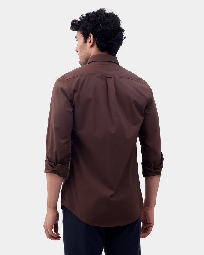 Brown Solid Shirt - Lujo