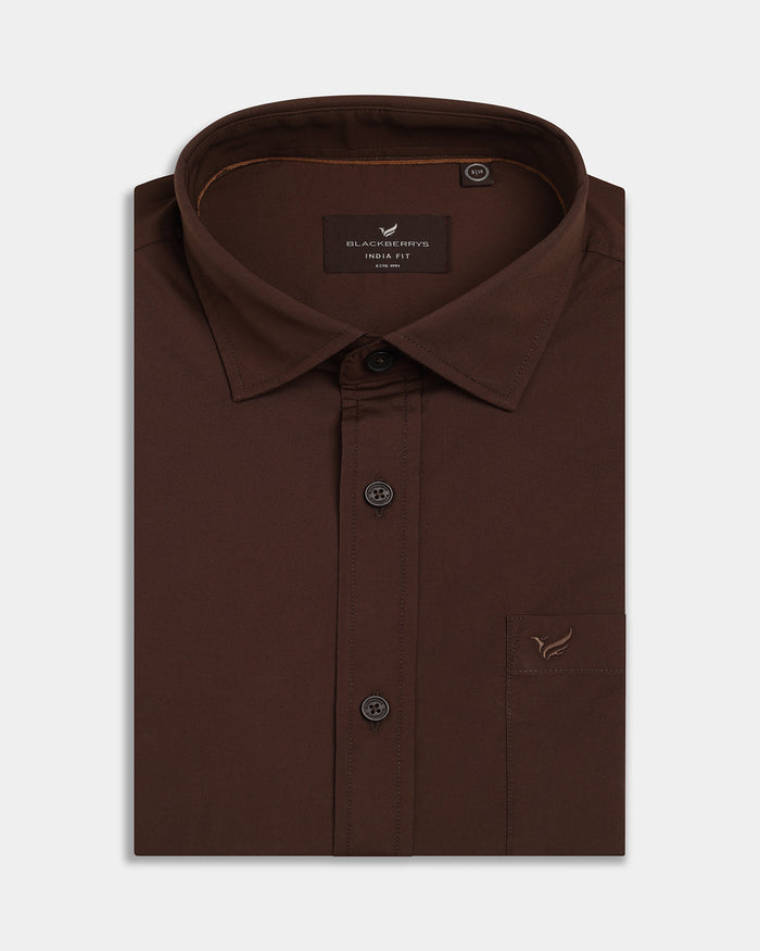 Brown Solid Shirt - Lujo
