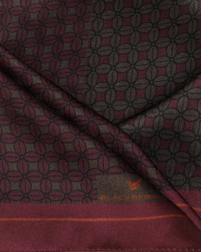 Brown Tan Printed 100% Silk Pocket Square - Bino