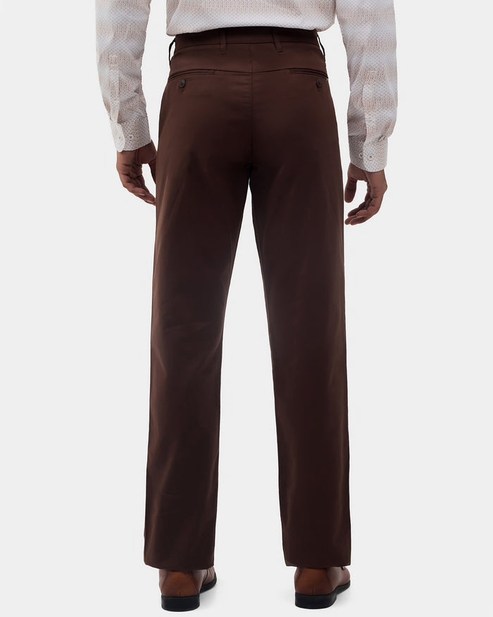 Brown Unwrinkle Solid Khakis - Sinai