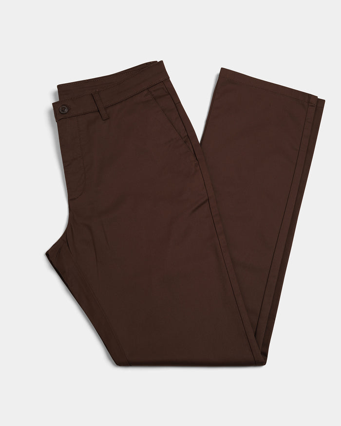 Brown Unwrinkle Solid Khakis - Sinai