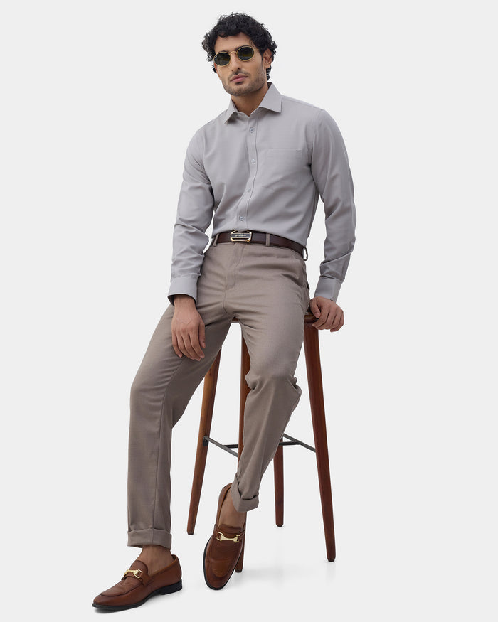 Brown Unwrinkle Textured Shirt - Sigma