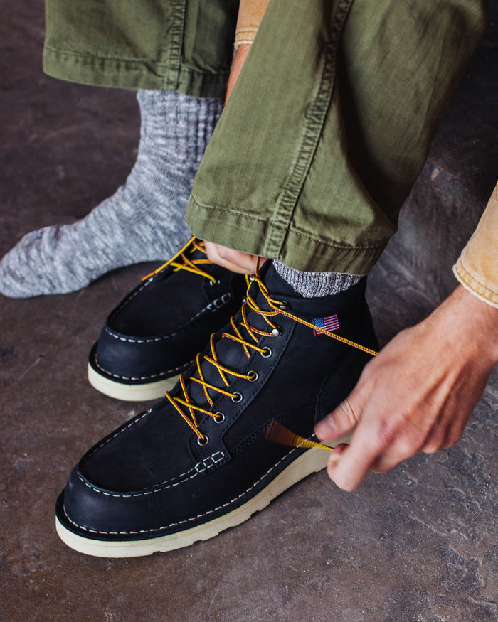 BULL RUN MOC TOE LEATHER BOOT - BLACK