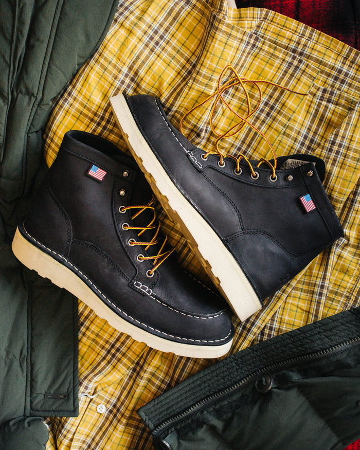 BULL RUN MOC TOE LEATHER BOOT - BLACK