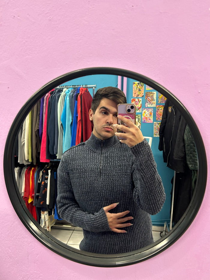 Calvin Klein Blue Heavy Knit Half-Zip