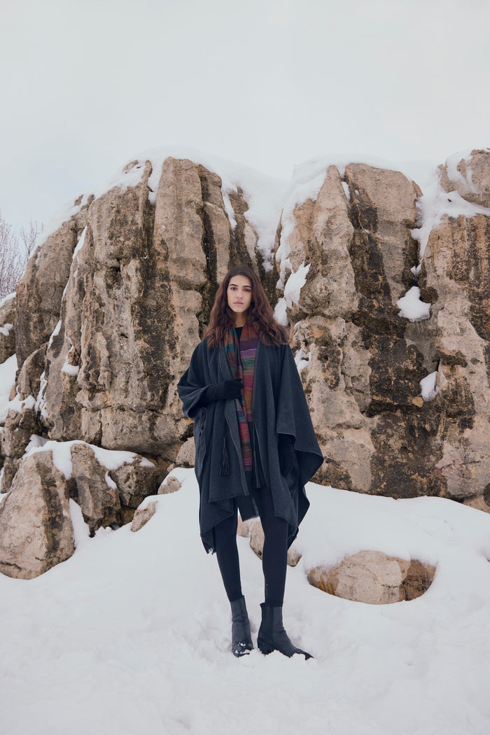 Camel Fur Grey Poncho