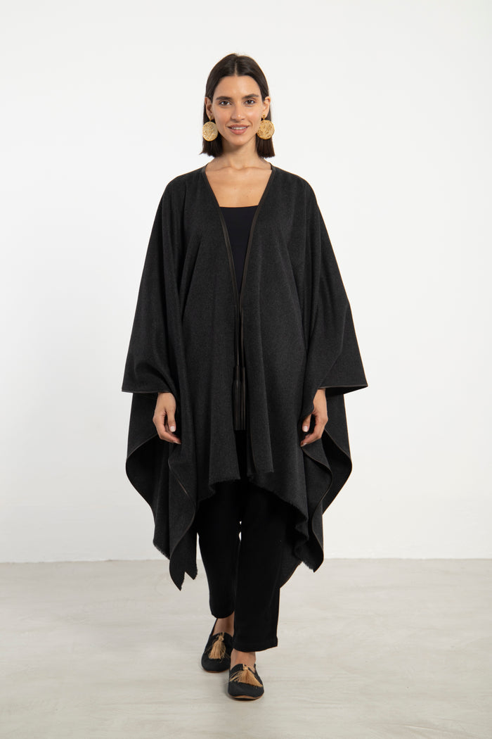 Camel Fur Grey Poncho