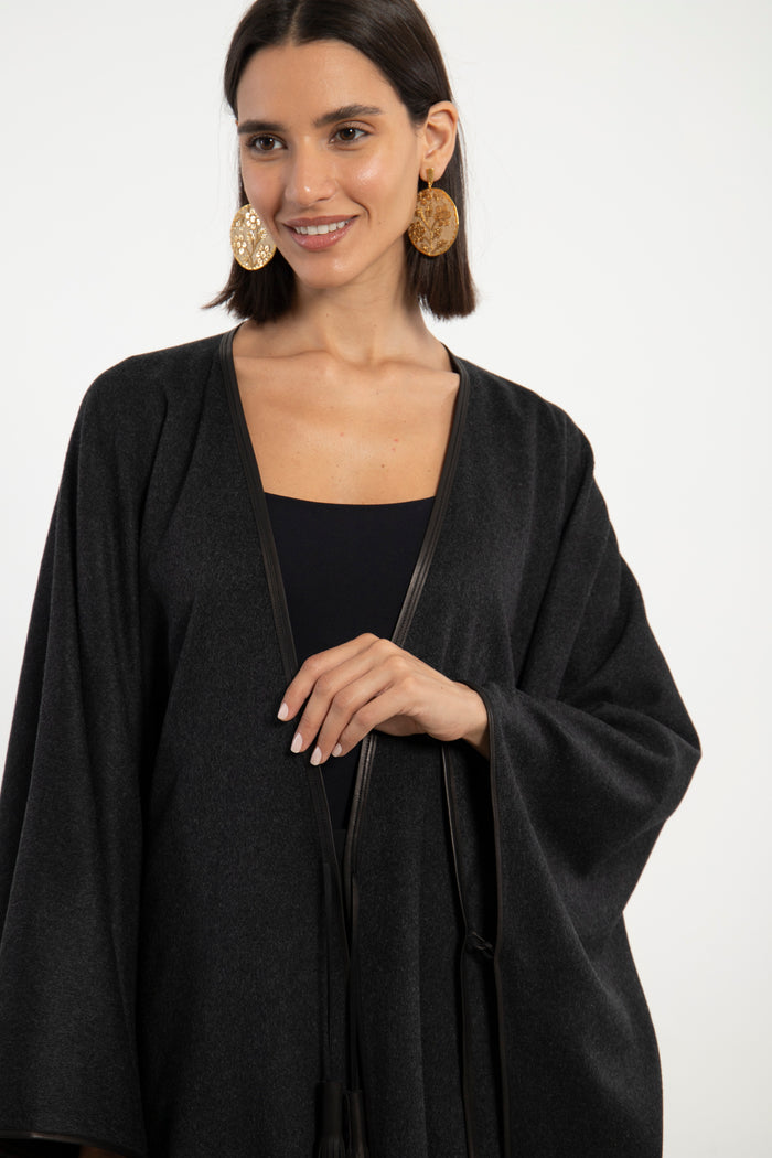 Camel Fur Grey Poncho