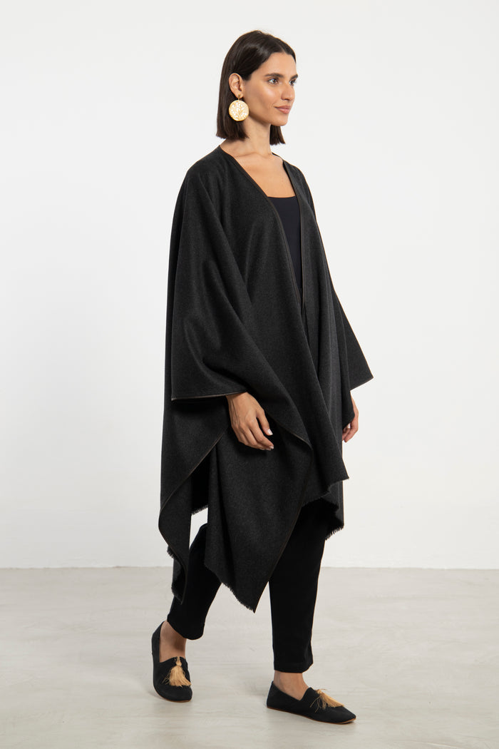 Camel Fur Grey Poncho