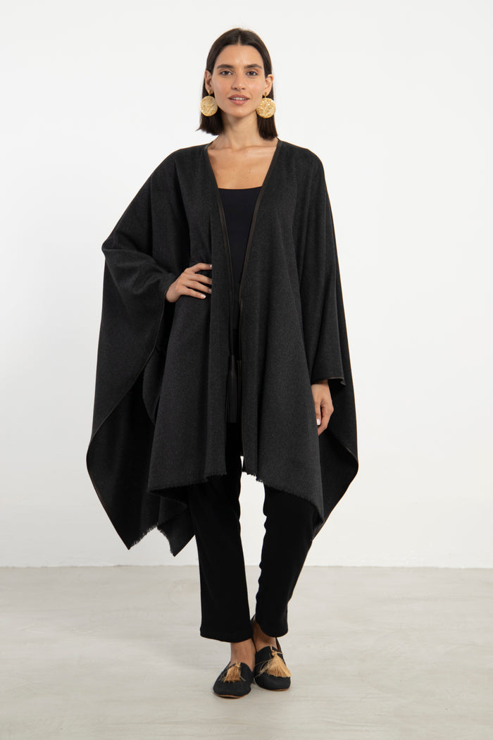 Camel Fur Grey Poncho
