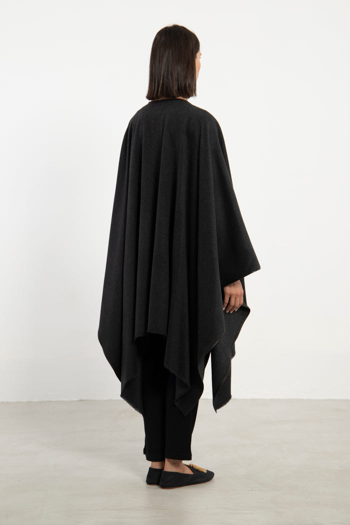 Camel Fur Grey Poncho