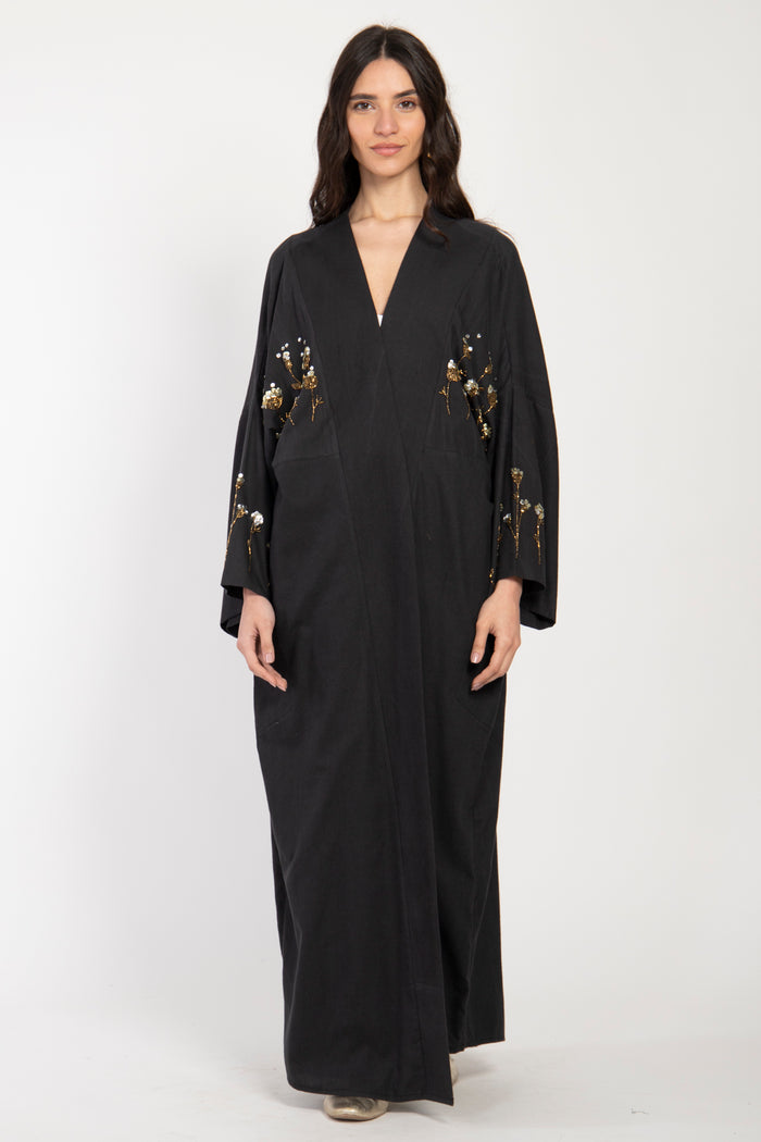 Carthage Hand Embroidered Black Abaya