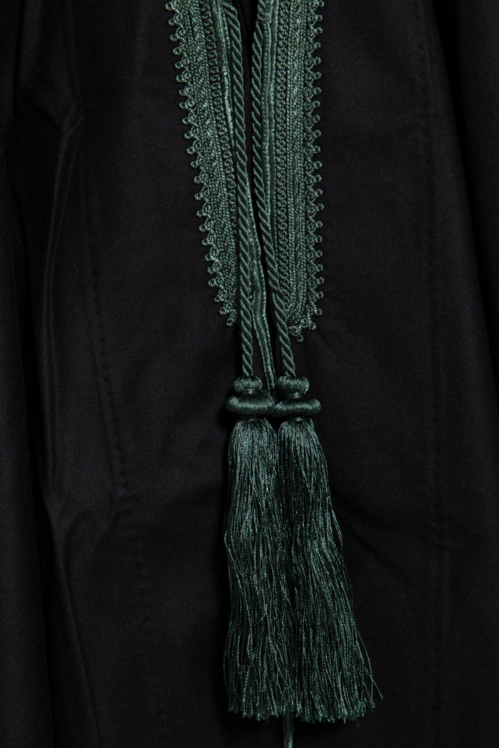 Cashmere Black & Green Poncho