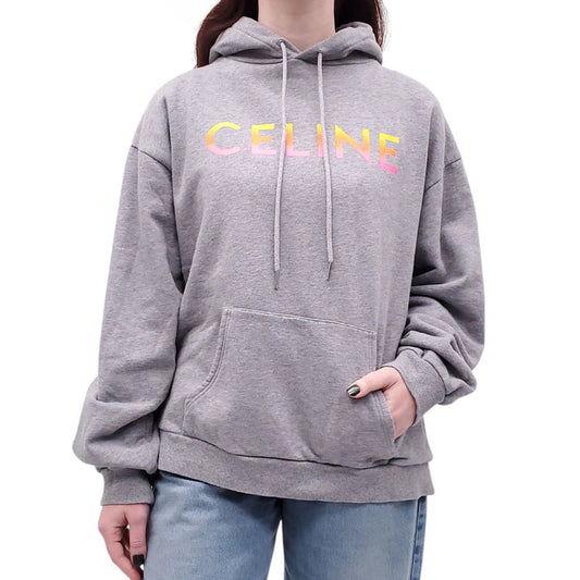 CELINE GREY SWEATSHIRT WITH MULTICOLOURED LOGO - SIZE XXL
