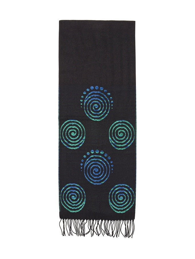 Celtic Spiral Scarf - Black & Turquoise #color_black-turquoise