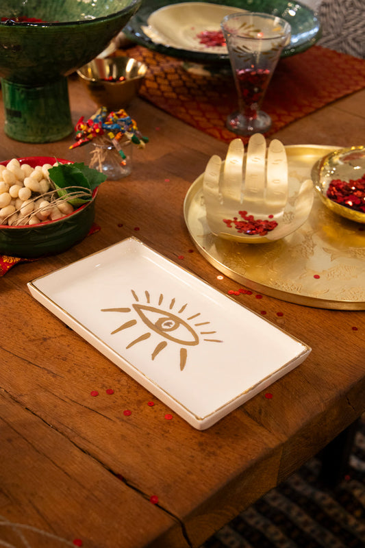 Ceramic Rectangle Plate – Eye Motif