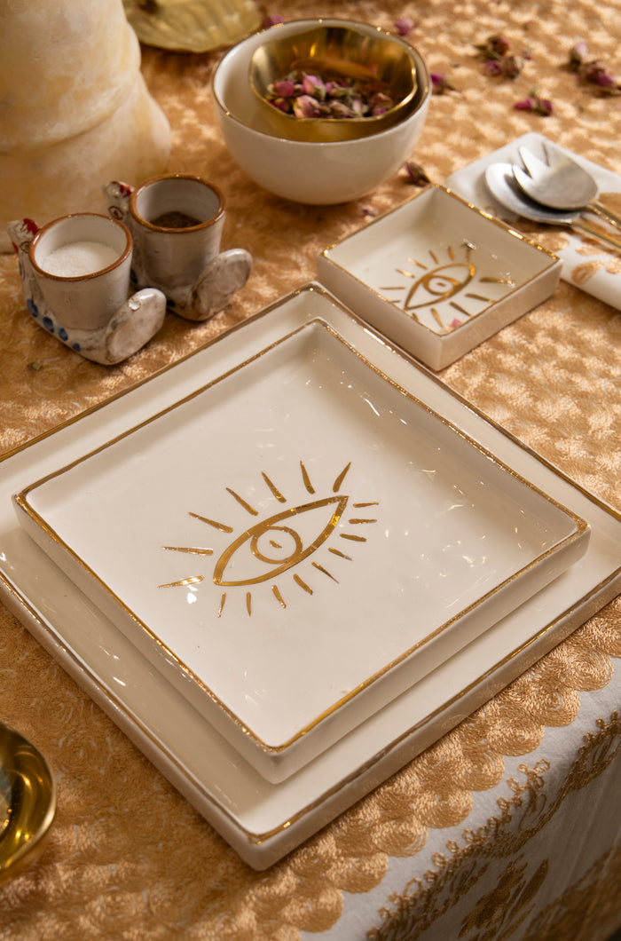 Ceramic Square Plate – Eye Motif