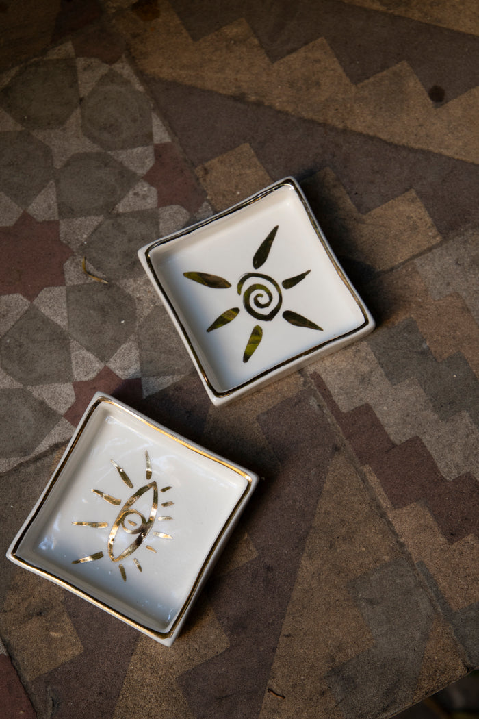 Ceramic Square Plate – Eye Motif