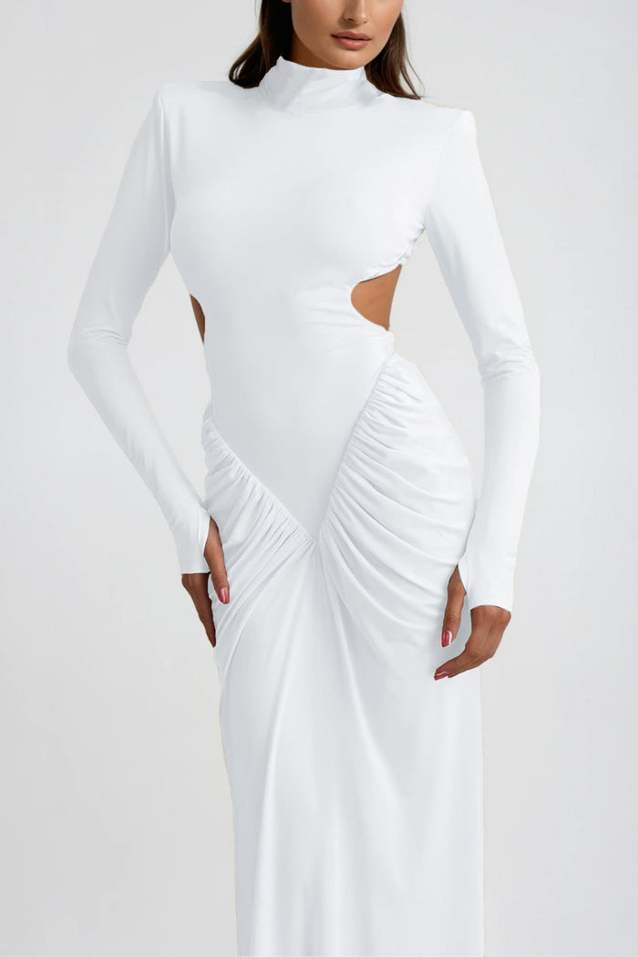 Cesarina Cutout Ruch Long Sleeve Maxi Dress