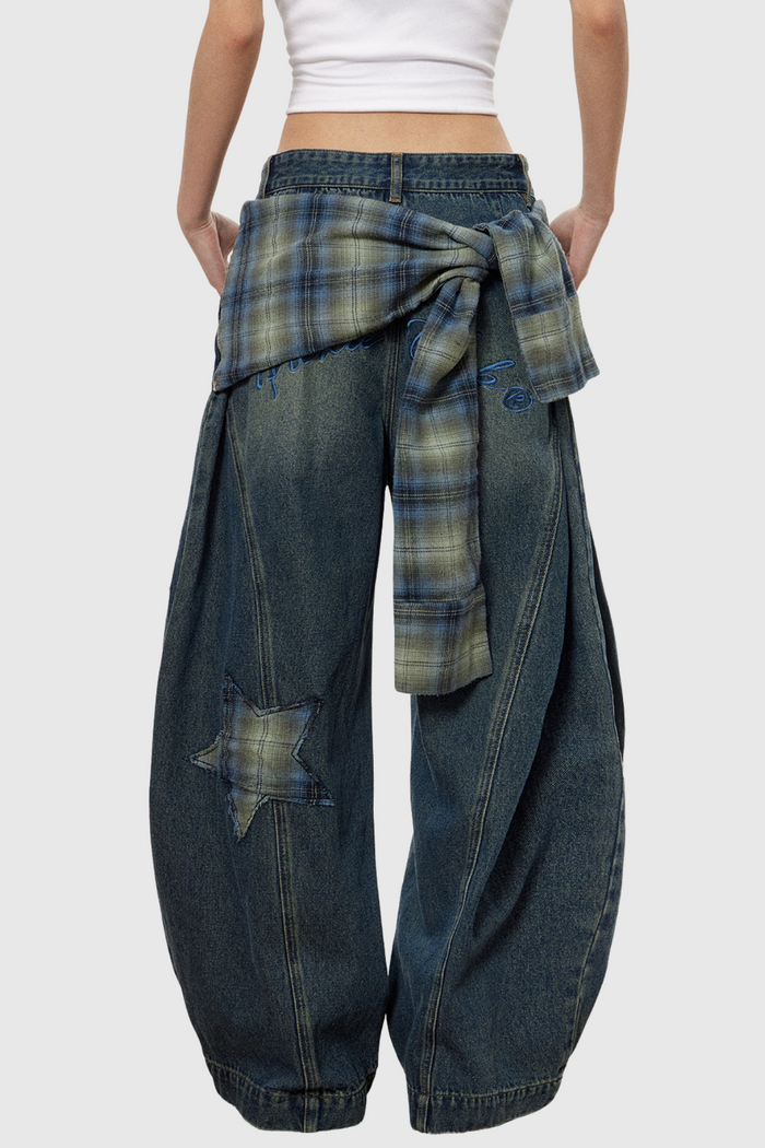 Chace Star Tie Up Baggy Jeans